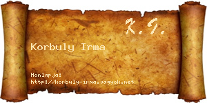 Korbuly Irma névjegykártya